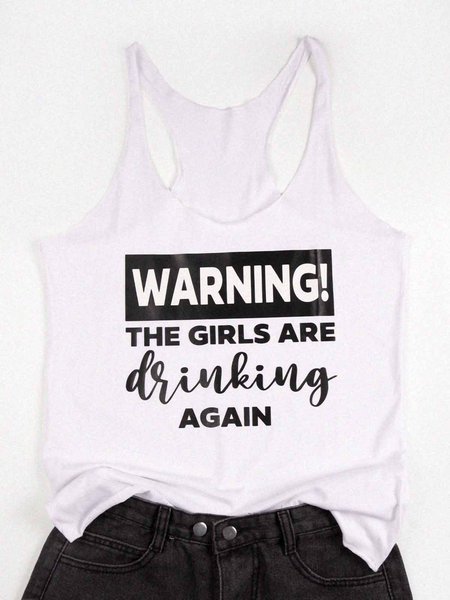 

Warning The Girls Are Drinking Again Tank Top, White, Tanks & Camis