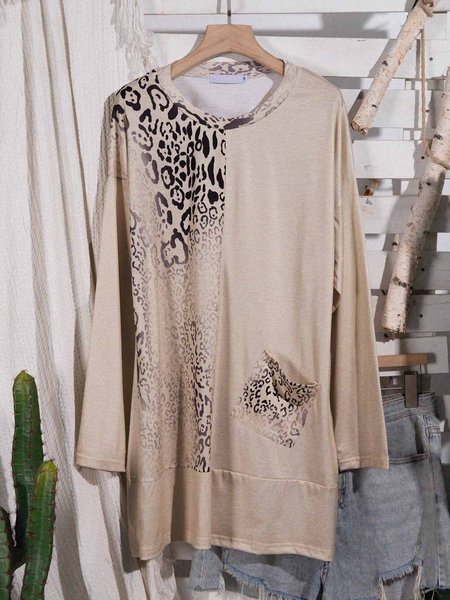 

Long Sleeve Cotton-Blend Casual Shirts & Tops, Light kahaki, Shirts & Blouses