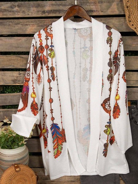 

Long Sleeve Cotton-Blend Vintage Cardigan, Light gray, Cardigans