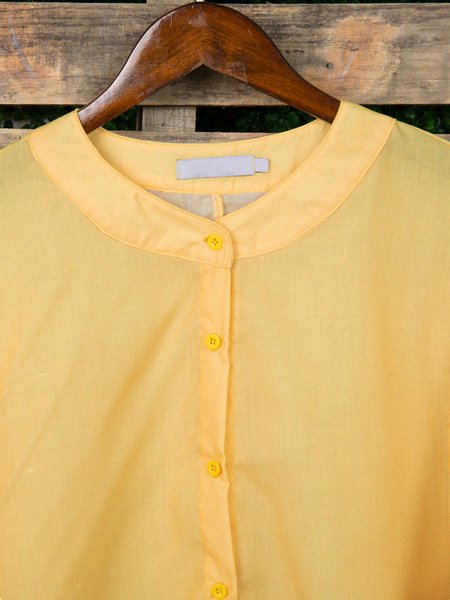 

Yellow Floral Casual Cotton-Blend Tops, Tops