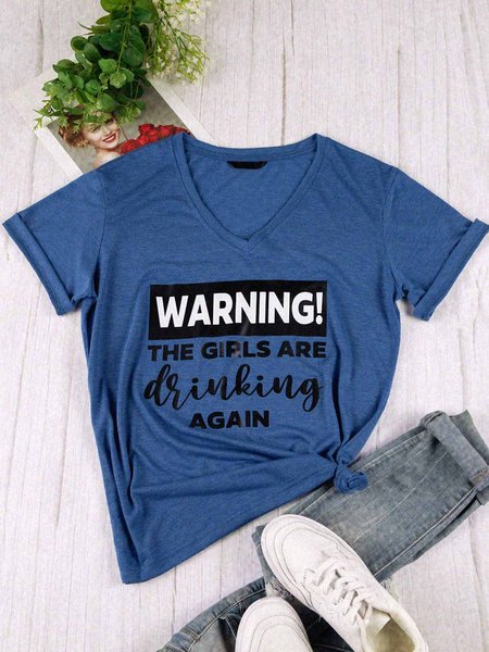 

Warning The Girls Are Drinking Again Tee, Blue, T-Shirts