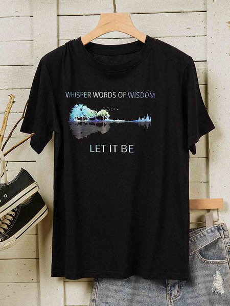 

Whisper Words Of Wisdom 001 Classic T-Shirt Cotton Floral-Print Letter T-shirt, Black, T-Shirts