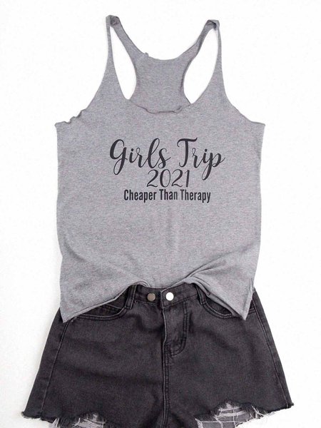 

Girls Trip Cheaper Than Therapy 2021 Tank Top, Gray, Tanks & Camis