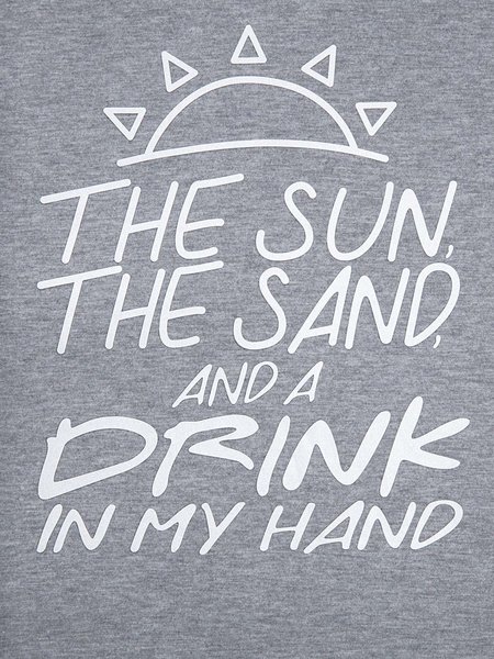 

The Sun The Sand Drink In My Hand Tee, Gray, T-Shirts
