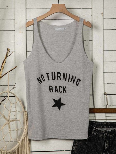 

Letter Printed Casual Sleeveless Vest, Gray, Auto-Clearance