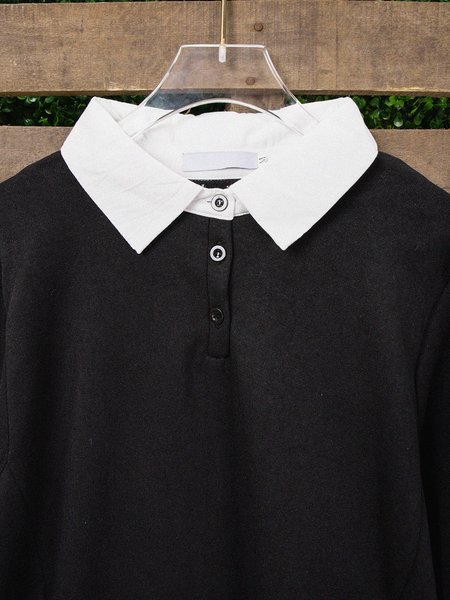 

Shawl Collar Long Sleeve Casual Dresses, Black, Casual Dresses