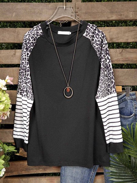 

Top Maniche Lunghe Leopardo, Nero - grigio, Blouses & Shirts