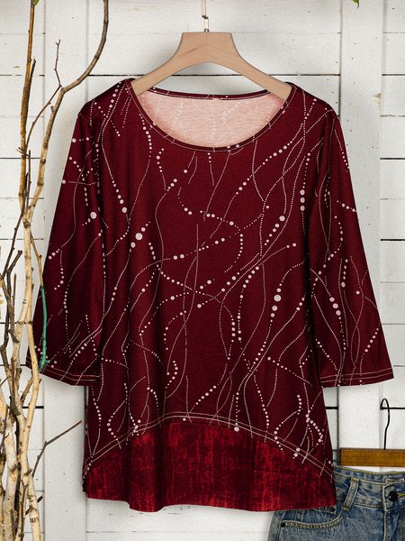 

Cotton-Blend Half Sleeve Top, Wine red, Tunics