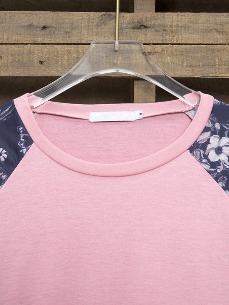 

Pink Crew Neck Printed Long Sleeve Tops, Long sleeve tops