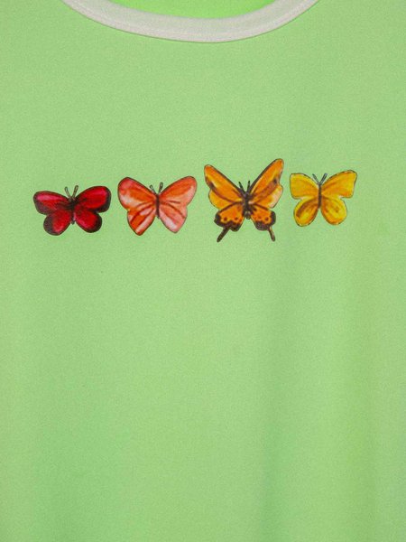 

Butterfly Print Short Sleeve Vintage T-Shirts, Lightgreen, T-Shirts