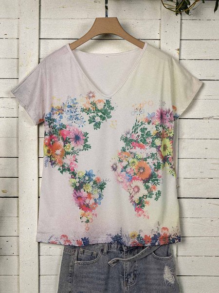 

Sandy Beach People Print Casual T-Shirts & Tops, Apricot, T-Shirts