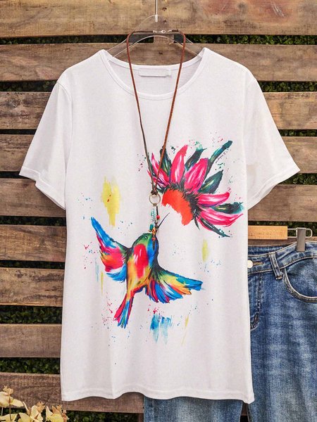 

Casual Floral T-shirt, White, T-Shirts