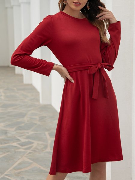 

Wine Red Daily Casual Mini Dress, Mini Dresses