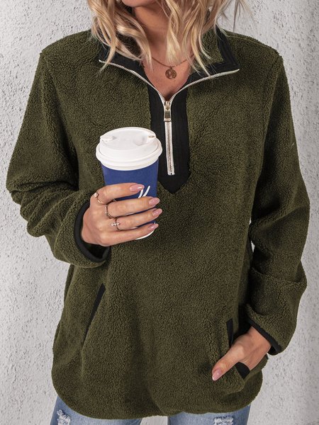 

Long Sleeve Zipper Shawl Collar Sweatshirts, Army green, Sweatshirts & Hoodies