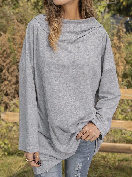 

Plain Shift Sports Tops, Gray, Long sleeve tops