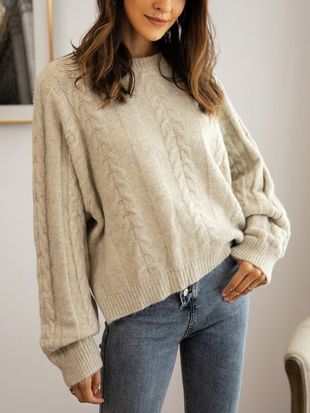 

Apricot Cotton-Blend Casual Sweater, Tops