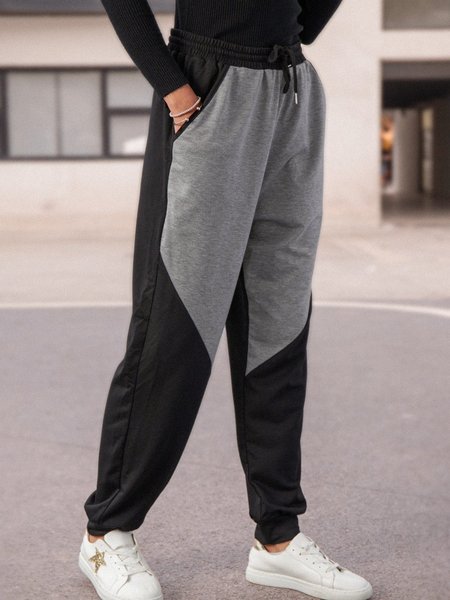

Color-Block Casual SweatPants, Black, Pants