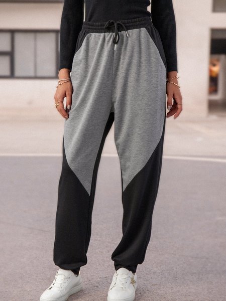 Color-Block Casual SweatSweatpants, Black, Pants