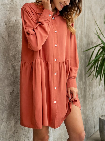 

Orange Long Sleeve Shift Dress, Mini Dresses