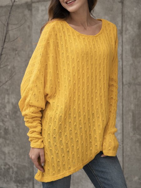 

Paneled Long Sleeve Pullover, Yellow, Pullovers