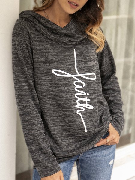 

Letter Long Sleeve Casual Cotton Sweatshirt, Black gray, Hoodies & Sweatshirts