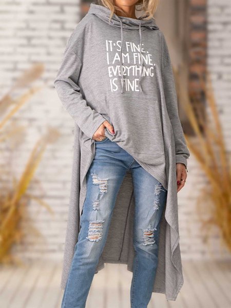 

Everything Is Fine Casual Long Sleeve T-shirt, Gray, T-Shirts