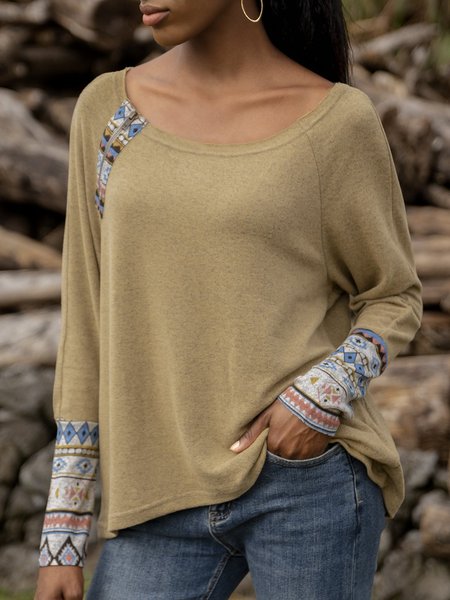 

Crew Neck Shift Long Sleeve Plain Top, Yellow, Tops