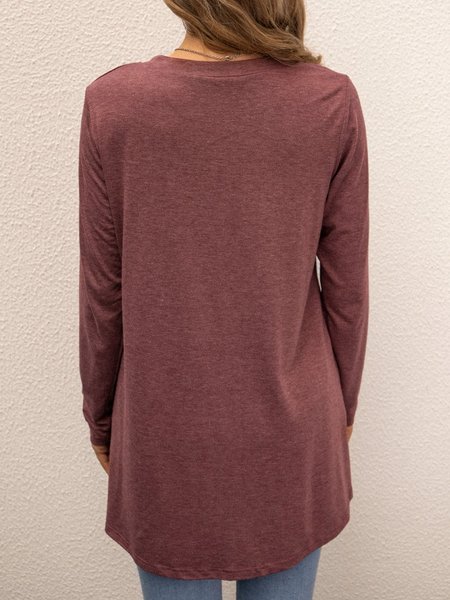 

Casual Crew Neck Lace Paneled Cotton-Blend Shirts & Tops, Red, Tunics