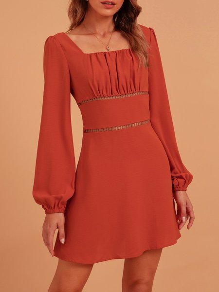 

Red Cutout Long Sleeve Solid Tc Women Dress, Dresses