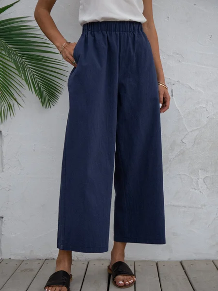 

Cotton Pants, Blue, Pants