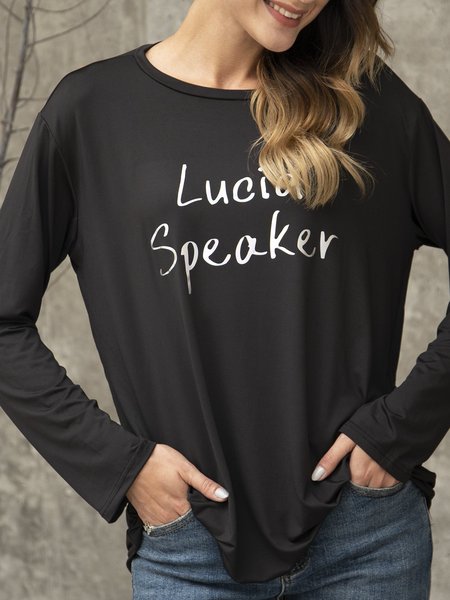 

Black Casual Crew Neck Top, Tees