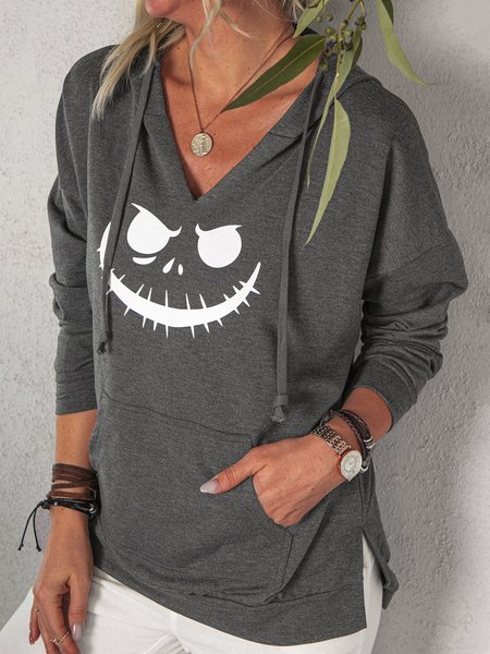 

Casual Graphics Print Long Sleeve Hoodie, Gray, Sweatshirts & Hoodies