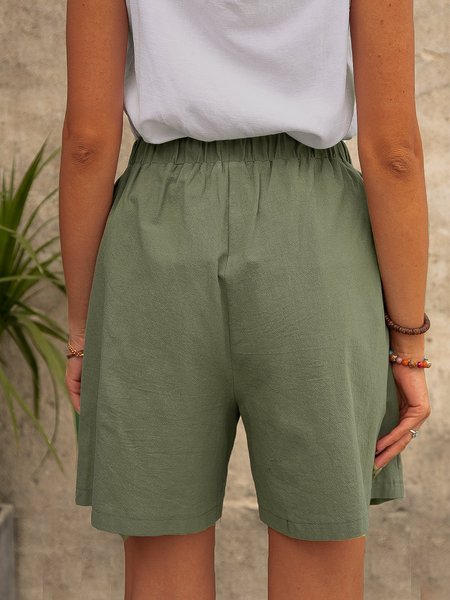 

Cotton Geometric Casual Short Pants, Khaki, Shorts