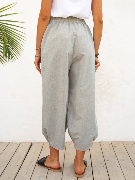 

Solid Cotton-Blend Casual Pants, Gray, Pants