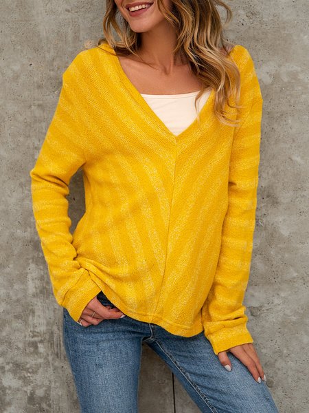 

Yellow Paneled Cotton-Blend V Neck Long Sleeve Top, Tops