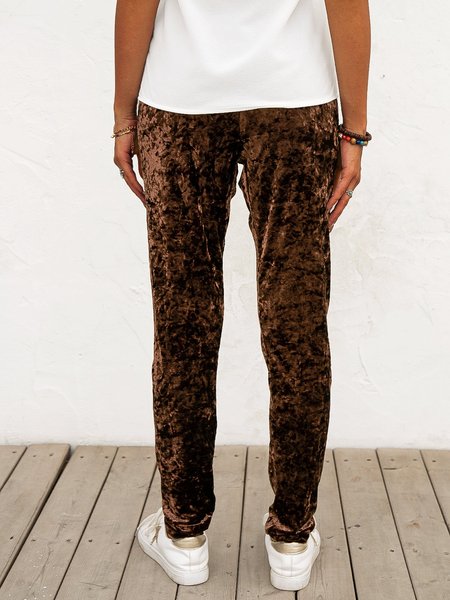 

Shining Velvet Vintage Casual Pants, Brown, Pants