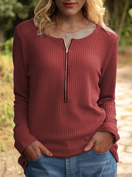 

Top Scollo a V Maniche Lunghe, Rosso, Tops