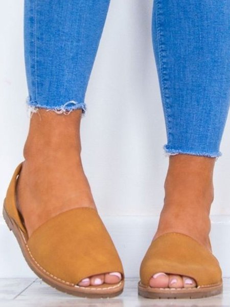 

Solid Color Slip on Espadrilles Flip Flop Flats, Camel, Sandals