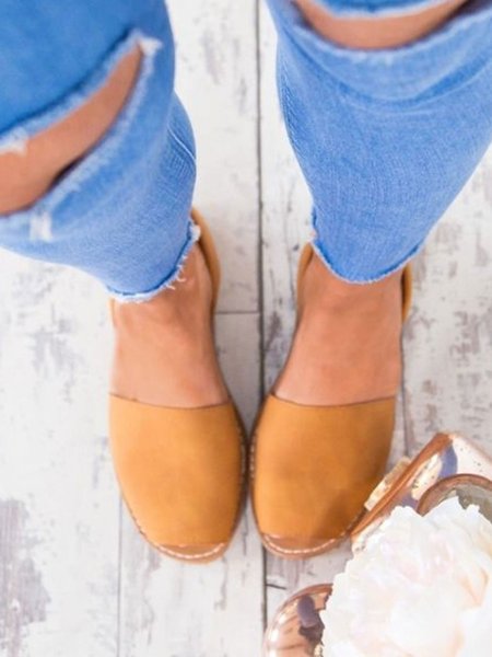 

Colore Solido Mocassini espadrillas infradito Scarpe Piatte, Cammello, Sandals