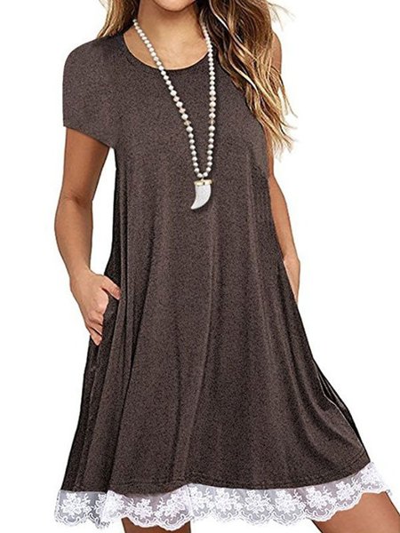 

V Neck Women Summer Dresses Daytime Floral Dresses, Coffee, Casual Dresses