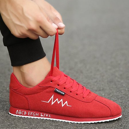 

男鞋潮流男士板鞋韩版百搭运动休闲潮鞋, Red, Flat & Loafers