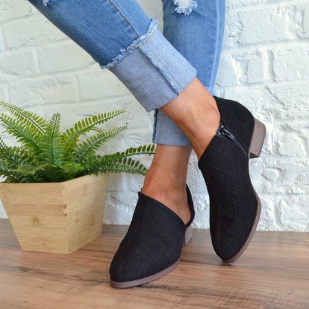 

Women Fall Detailed Open Side Flat Shoes, Black, Flat & Loafers