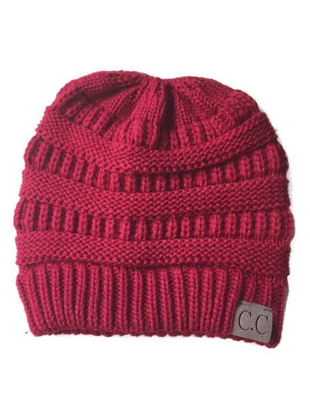 

Patch Casual Solid Knitted Cap, Rose, Hats
