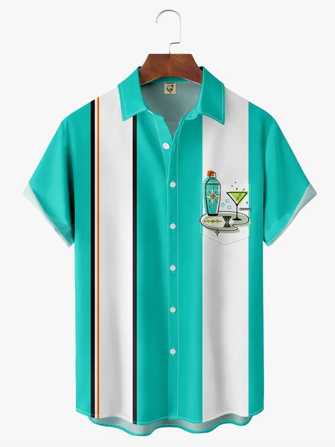 Medieval Cocktail Chest Pocket Short Sleeve Bowling Shirt