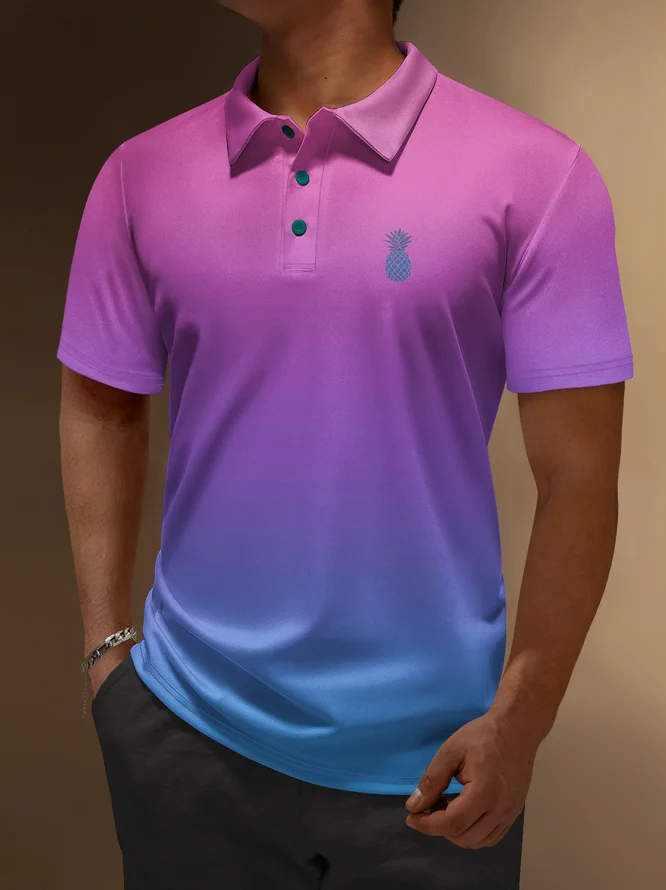 Moisture-wicking Ombre Pineapple Golf Polo Shirt