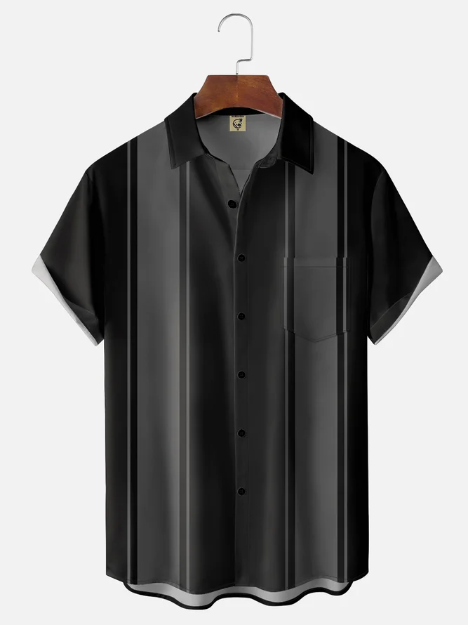 Hardaddy Shirts For Father Basic Chest Pocket Short Sleeve Bowling Shirt